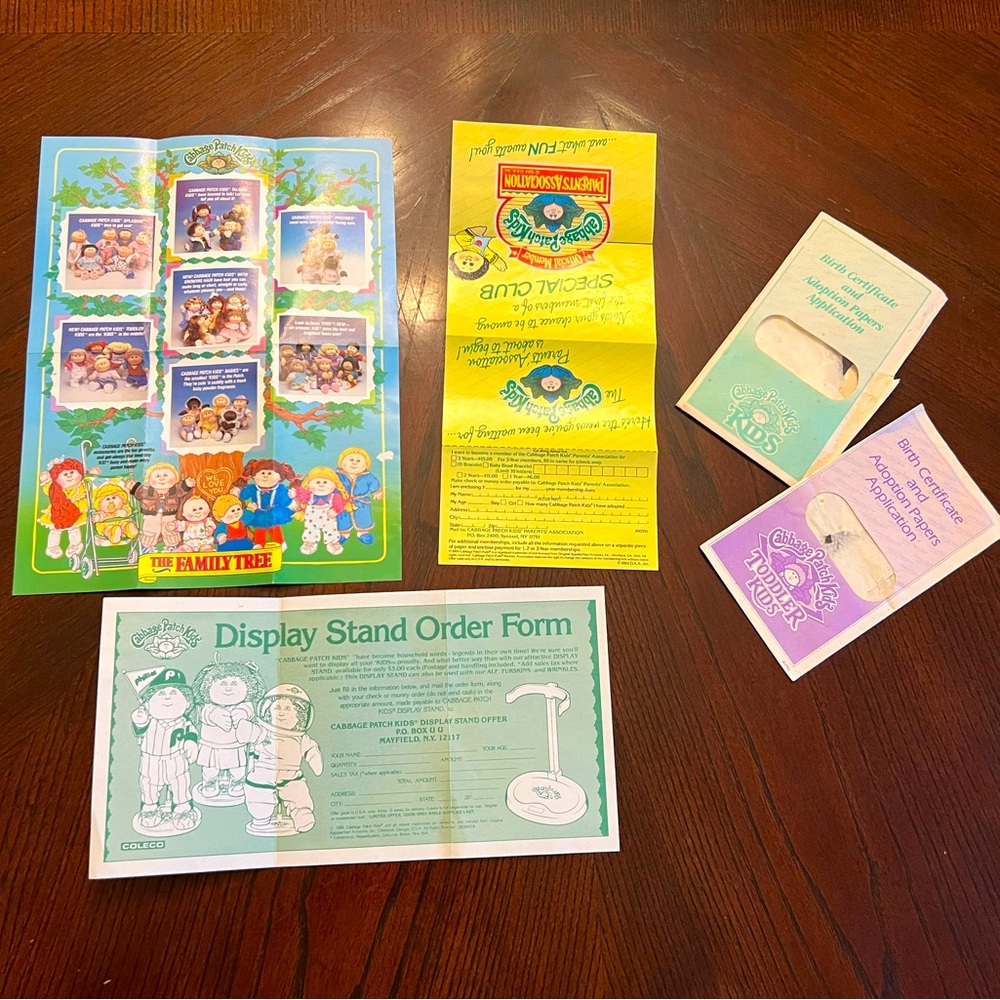 ❤️3/$25 Vintage 1988 original Cabbage Patch Kids Brochure Bundle Family Tree